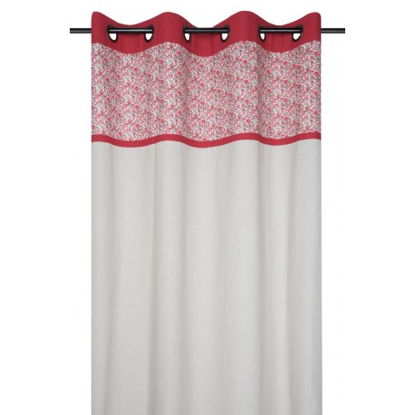 Draperie gri cu flori rosii