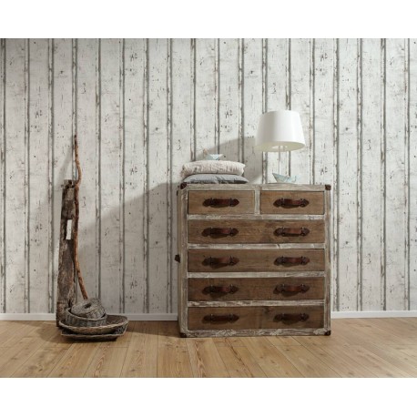 Tapet Lemn Shabby Chic alb - amenajare
