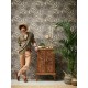 Tapet gri-auriu Plante tropicale - decorare