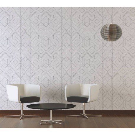 Tapet geometric Ava alb - decorare