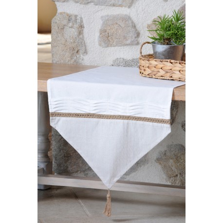 Napron masa alb Rebecca - decorare