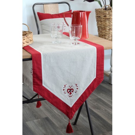Traversa masa Pauline cu banda rosie - decorare