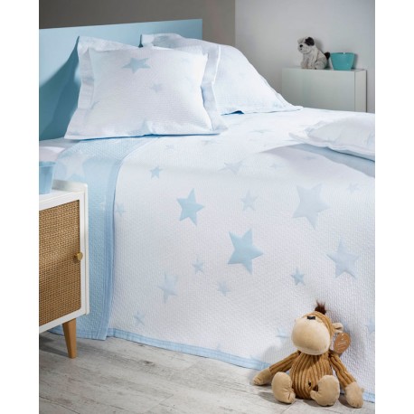 Cuvertura pat copii cu stelute bleu