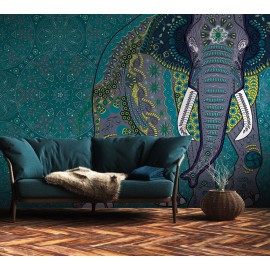 Fototapet turcoaz cu elefant si mandale