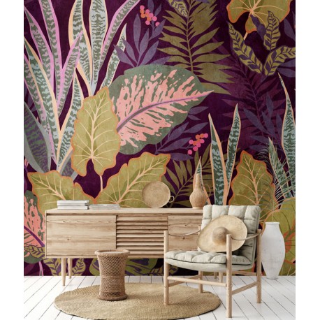 Fototapet eclectic cu model vegetal - decorare