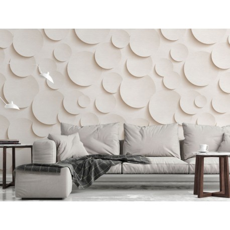 Decorare cu doua Fototapete 3D Discuri albe