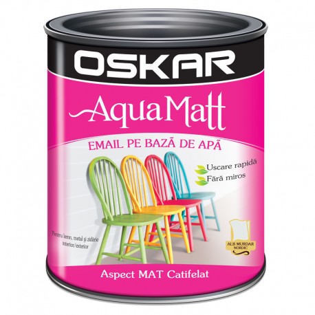 Vopsea acrilica Oskar Aqua Matt Alb murdar nordic 0.6l
