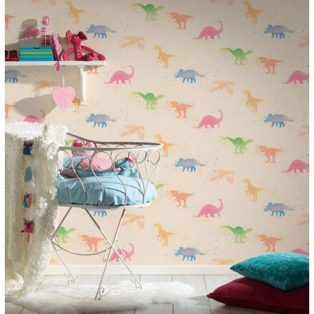 Tapet Dinozauri multicolori - decorare