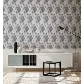 Tapet 3D cu model geometric gri deschis