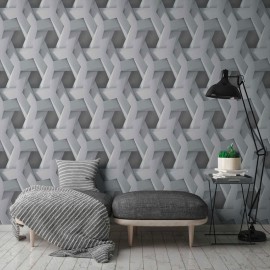 Tapet 3D cu model geometric gri