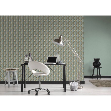 Tapet 3D retro cu model auriu - decorare