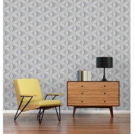 Tapet 3D floral gri
