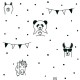 Tapet copii Ursi Panda alb-negru