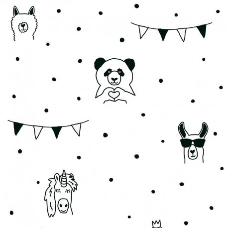 Tapet copii Ursi Panda alb-negru
