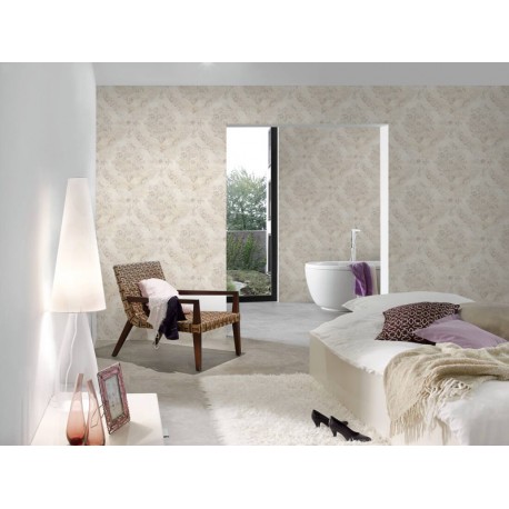 Tapet baroc bej cu aspect textil - decorare