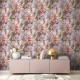 Tapet jungla cu flori lila - decorare