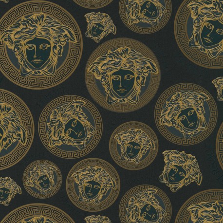 Tapet Versace - Medusa negru-auriu