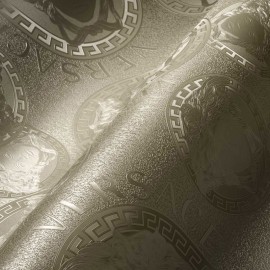 Tapet Versace - Medusa gri metalizat