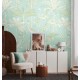 Fototapet verde cu pauni si flamingo - decorare