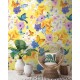 Fototapet galben cu fluturi si colibri - decorare
