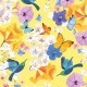 Fototapet galben cu fluturi si colibri - detaliu