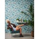 Tapet abstract Dealuri albastru-auriu - decorare
