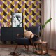 Fototapet retro geometric galben-mov