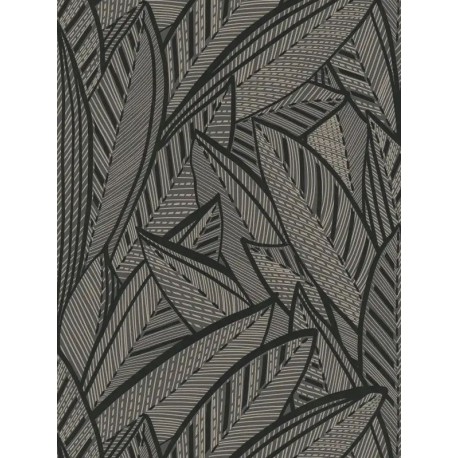 Tapet Frunze palmier gri-negru