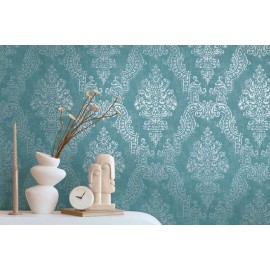 Tapet elegant stil Baroc turcoaz