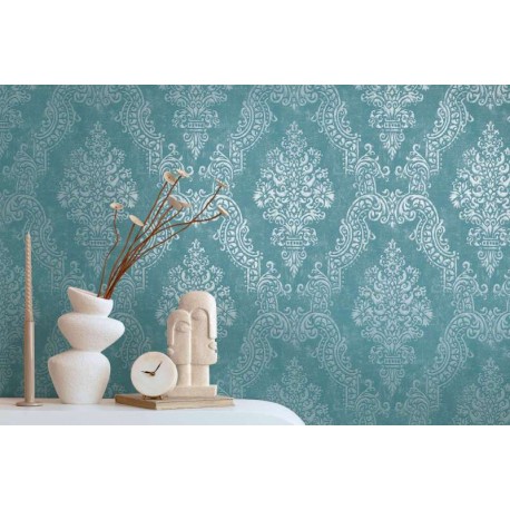 Tapet elegant stil Baroc turcoaz