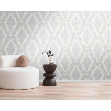 Tapet elegant stil Baroc alb-gri