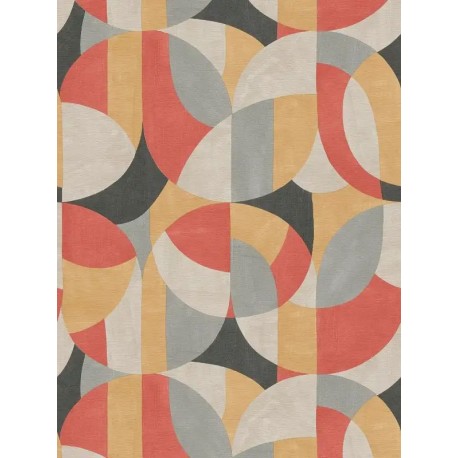 Tapet Bauhaus geometric gri-rosu