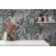 Tapet exotic vintage Kakadu gri-bleu