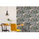Tapet exotic vintage Kakadu gri-bleu