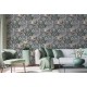Tapet exotic vintage Kakadu gri-bleu