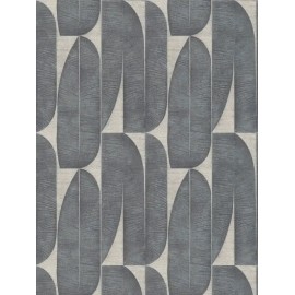 Tapet geometric Frunze de palmier bej-negru