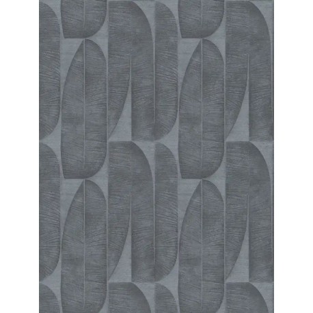 Tapet geometric Frunze de palmier antracit