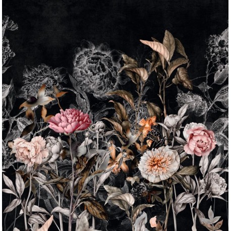 Fototapet flori vintage Smart Art negru