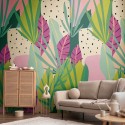 Fototapet frunze tropicale stilizate pastel