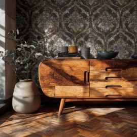 Tapet baroc texturat negru