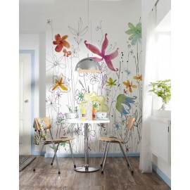 Decorare cu Fototapet Joli cu flori in creion si acuarela